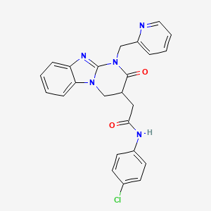 molecular formula C24H20ClN5O2 B11041492 N-(4-chlorophenyl)-2-[2-oxo-1-(pyridin-2-ylmethyl)-1,2,3,4-tetrahydropyrimido[1,2-a]benzimidazol-3-yl]acetamide 