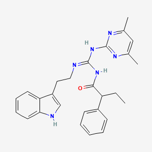 N-[(E)-[(4,6-dimethylpyrimidin-2-yl)amino]{[2-(1H-indol-3-yl)ethyl]amino}methylidene]-2-phenylbutanamide