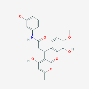 3-(3-hydroxy-4-methoxyphenyl)-3-(4-hydroxy-6-methyl-2-oxo-2H-pyran-3-yl)-N-(3-methoxyphenyl)propanamide