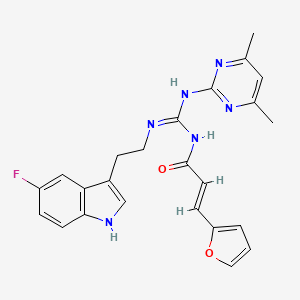 (2E)-N-[(E)-[(4,6-dimethylpyrimidin-2-yl)amino]{[2-(5-fluoro-1H-indol-3-yl)ethyl]amino}methylidene]-3-(furan-2-yl)prop-2-enamide