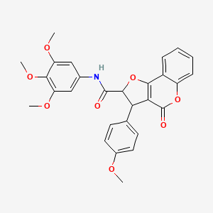 3-(4-methoxyphenyl)-4-oxo-N-(3,4,5-trimethoxyphenyl)-2,3-dihydro-4H-furo[3,2-c]chromene-2-carboxamide