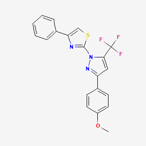 molecular formula C20H14F3N3OS B11041545 2-[3-(4-methoxyphenyl)-5-(trifluoromethyl)-1H-pyrazol-1-yl]-4-phenyl-1,3-thiazole 