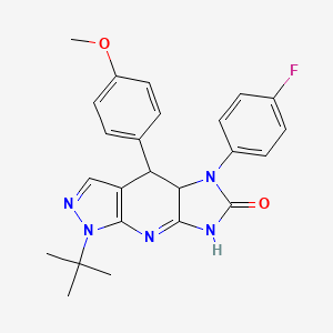 molecular formula C24H24FN5O2 B11041563 1-(Tert-butyl)-5-(4-fluorophenyl)-4-(4-methoxyphenyl)-4,4A,5,8-tetrahydroimidazo[4,5-B]pyrazolo[4,3-E]pyridin-6(1H)-one 