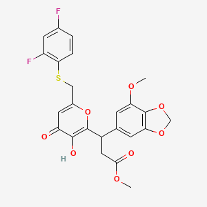 methyl 3-(6-{[(2,4-difluorophenyl)sulfanyl]methyl}-3-hydroxy-4-oxo-4H-pyran-2-yl)-3-(7-methoxy-1,3-benzodioxol-5-yl)propanoate