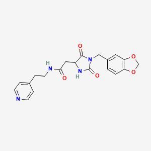 2-[1-(1,3-benzodioxol-5-ylmethyl)-2,5-dioxoimidazolidin-4-yl]-N-[2-(pyridin-4-yl)ethyl]acetamide