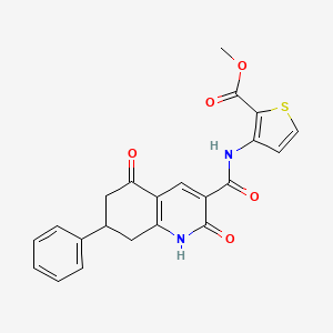 molecular formula C22H18N2O5S B11041591 Methyl 3-{[(2,5-dioxo-7-phenyl-1,2,5,6,7,8-hexahydroquinolin-3-yl)carbonyl]amino}thiophene-2-carboxylate 