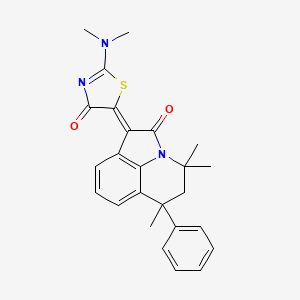 molecular formula C25H25N3O2S B11041597 (1Z)-1-[2-(dimethylamino)-4-oxo-1,3-thiazol-5(4H)-ylidene]-4,4,6-trimethyl-6-phenyl-5,6-dihydro-4H-pyrrolo[3,2,1-ij]quinolin-2(1H)-one 