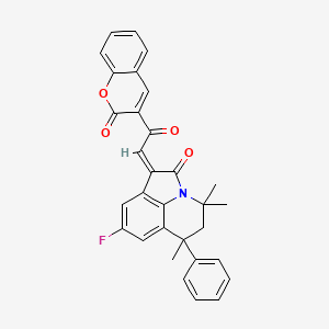 (1Z)-8-fluoro-4,4,6-trimethyl-1-[2-oxo-2-(2-oxo-2H-chromen-3-yl)ethylidene]-6-phenyl-5,6-dihydro-4H-pyrrolo[3,2,1-ij]quinolin-2(1H)-one