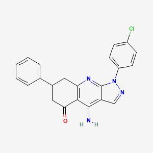 molecular formula C22H17ClN4O B11041689 4-Amino-1-(4-chlorophenyl)-7-phenyl-1H,5H,6H,7H,8H-pyrazolo[3,4-B]quinolin-5-one 