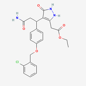 ethyl [4-(3-amino-1-{4-[(2-chlorobenzyl)oxy]phenyl}-3-oxopropyl)-5-oxo-2,5-dihydro-1H-pyrazol-3-yl]acetate