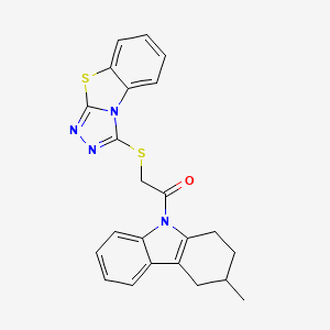 molecular formula C23H20N4OS2 B11041710 1-(3-methyl-1,2,3,4-tetrahydro-9H-carbazol-9-yl)-2-([1,2,4]triazolo[3,4-b][1,3]benzothiazol-3-ylsulfanyl)ethanone 