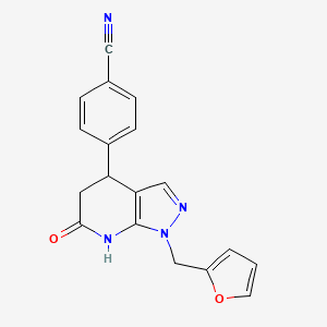 4-[1-(furan-2-ylmethyl)-6-hydroxy-4,5-dihydro-1H-pyrazolo[3,4-b]pyridin-4-yl]benzonitrile