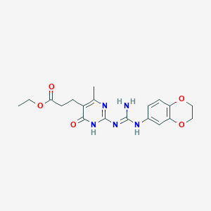 molecular formula C19H23N5O5 B11041726 ethyl 3-{2-[N'-(2,3-dihydro-1,4-benzodioxin-6-yl)carbamimidamido]-4-hydroxy-6-methylpyrimidin-5-yl}propanoate 