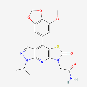 2-[1-Isopropyl-4-(7-methoxy-1,3-benzodioxol-5-YL)-6-oxo-1H-pyrazolo[3,4-B][1,3]thiazolo[5,4-E]pyridin-7(6H)-YL]acetamide