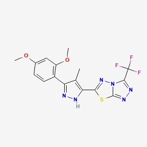 6-[5-(2,4-dimethoxyphenyl)-4-methyl-1H-pyrazol-3-yl]-3-(trifluoromethyl)[1,2,4]triazolo[3,4-b][1,3,4]thiadiazole