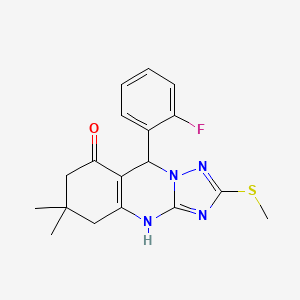 9-(2-fluorophenyl)-6,6-dimethyl-2-(methylsulfanyl)-5,6,7,9-tetrahydro[1,2,4]triazolo[5,1-b]quinazolin-8(4H)-one