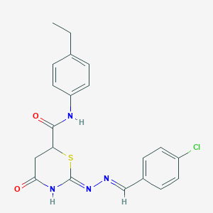 2-[(2E)-2-(4-chlorobenzylidene)hydrazinyl]-N-(4-ethylphenyl)-4-oxo-5,6-dihydro-4H-1,3-thiazine-6-carboxamide