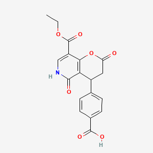 molecular formula C18H15NO7 B11041975 4-[8-(ethoxycarbonyl)-2,5-dioxo-3,4,5,6-tetrahydro-2H-pyrano[3,2-c]pyridin-4-yl]benzoic acid 