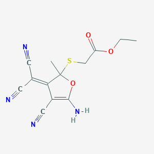 Ethyl {[5-amino-4-cyano-3-(dicyanomethylidene)-2-methyl-2,3-dihydrofuran-2-yl]sulfanyl}acetate