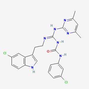 1-{(E)-{[2-(5-chloro-1H-indol-3-yl)ethyl]amino}[(4,6-dimethylpyrimidin-2-yl)amino]methylidene}-3-(3-chlorophenyl)urea