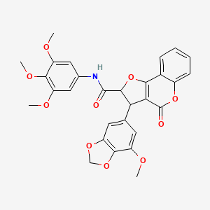 3-(7-methoxy-1,3-benzodioxol-5-yl)-4-oxo-N-(3,4,5-trimethoxyphenyl)-2,3-dihydro-4H-furo[3,2-c]chromene-2-carboxamide