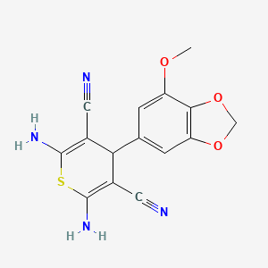 2,6-diamino-4-(7-methoxy-1,3-benzodioxol-5-yl)-4H-thiopyran-3,5-dicarbonitrile