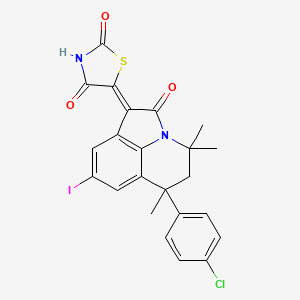 (5Z)-5-[6-(4-chlorophenyl)-8-iodo-4,4,6-trimethyl-2-oxo-5,6-dihydro-4H-pyrrolo[3,2,1-ij]quinolin-1(2H)-ylidene]-1,3-thiazolidine-2,4-dione