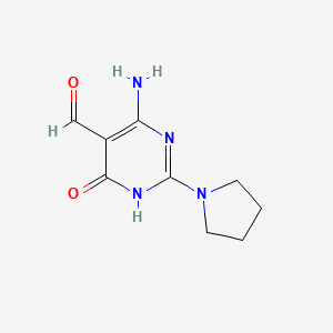 4-Amino-6-oxo-2-(pyrrolidin-1-yl)-1,6-dihydropyrimidine-5-carbaldehyde