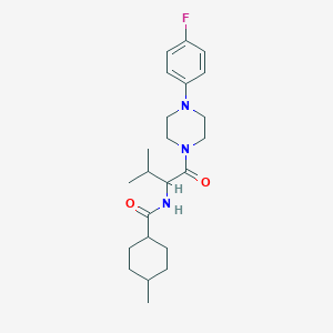 molecular formula C23H34FN3O2 B11042303 N-{1-[4-(4-fluorophenyl)piperazin-1-yl]-3-methyl-1-oxobutan-2-yl}-4-methylcyclohexanecarboxamide 