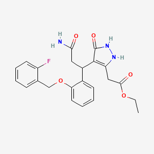 ethyl [4-(3-amino-1-{2-[(2-fluorobenzyl)oxy]phenyl}-3-oxopropyl)-5-oxo-2,5-dihydro-1H-pyrazol-3-yl]acetate