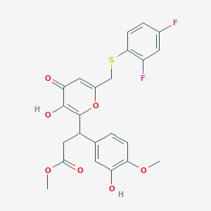 methyl 3-(6-{[(2,4-difluorophenyl)sulfanyl]methyl}-3-hydroxy-4-oxo-4H-pyran-2-yl)-3-(3-hydroxy-4-methoxyphenyl)propanoate