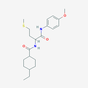 molecular formula C21H32N2O3S B11042605 4-ethyl-N-{1-[(4-methoxyphenyl)amino]-4-(methylsulfanyl)-1-oxobutan-2-yl}cyclohexanecarboxamide 