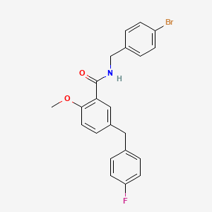 molecular formula C22H19BrFNO2 B11042621 N-(4-bromobenzyl)-5-(4-fluorobenzyl)-2-methoxybenzamide 