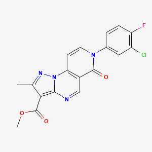 molecular formula C18H12ClFN4O3 B11042698 Methyl 7-(3-chloro-4-fluorophenyl)-2-methyl-6-oxo-6,7-dihydropyrazolo[1,5-a]pyrido[3,4-e]pyrimidine-3-carboxylate 