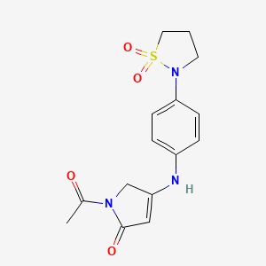 molecular formula C15H17N3O4S B11042708 1-acetyl-4-{[4-(1,1-dioxido-1,2-thiazolidin-2-yl)phenyl]amino}-1,5-dihydro-2H-pyrrol-2-one 