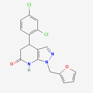 molecular formula C17H13Cl2N3O2 B11042775 4-(2,4-dichlorophenyl)-1-(furan-2-ylmethyl)-4,5-dihydro-1H-pyrazolo[3,4-b]pyridin-6-ol 