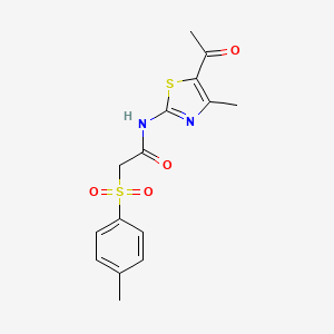 molecular formula C15H16N2O4S2 B11042819 N-(5-acetyl-4-methylthiazol-2-yl)-2-tosylacetamide 