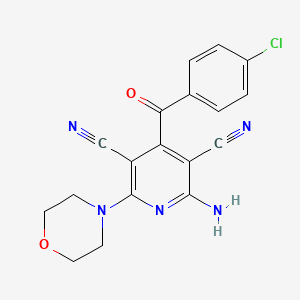 molecular formula C18H14ClN5O2 B11042888 2-Amino-4-(4-chlorobenzoyl)-5-cyano-6-morpholino-3-pyridyl cyanide 