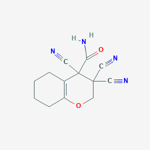 3,3,4-tricyano-3,4,5,6,7,8-hexahydro-2H-chromene-4-carboxamide