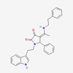 (4Z)-1-[2-(1H-indol-3-yl)ethyl]-5-phenyl-4-{1-[(2-phenylethyl)amino]ethylidene}pyrrolidine-2,3-dione