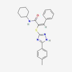 molecular formula C24H26N4OS B11042959 (2E)-N-cyclohexyl-2-{[3-(4-methylphenyl)-1H-1,2,4-triazol-5-yl]sulfanyl}-3-phenylprop-2-enamide 