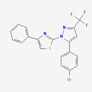 2-[5-(4-Bromophenyl)-3-(trifluoromethyl)pyrazol-1-yl]-4-phenyl-1,3-thiazole