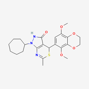 1-cycloheptyl-4-(5,8-dimethoxy-2,3-dihydro-1,4-benzodioxin-6-yl)-6-methyl-1,4-dihydropyrazolo[3,4-d][1,3]thiazin-3(2H)-one