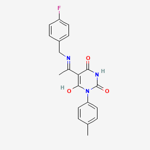 (5Z)-5-{1-[(4-fluorobenzyl)amino]ethylidene}-6-hydroxy-3-(4-methylphenyl)pyrimidine-2,4(3H,5H)-dione