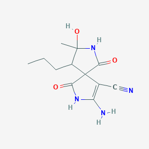 molecular formula C12H16N4O3 B11043402 3-Amino-8-hydroxy-8-methyl-1,6-dioxo-9-propyl-2,7-diazaspiro[4.4]non-3-ene-4-carbonitrile 