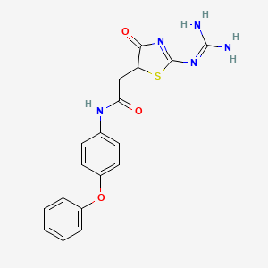 2-(2-carbamimidamido-4-oxo-4,5-dihydro-1,3-thiazol-5-yl)-N-(4-phenoxyphenyl)acetamide