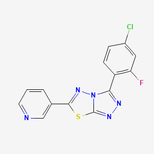 molecular formula C14H7ClFN5S B11043561 3-[3-(4-Chloro-2-fluorophenyl)-[1,2,4]triazolo[3,4-b][1,3,4]thiadiazol-6-yl]pyridine 