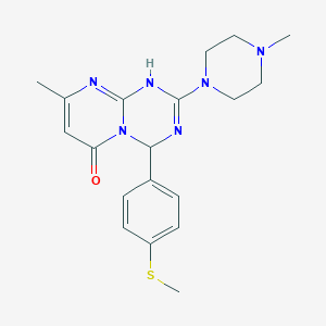 molecular formula C19H24N6OS B11043576 8-methyl-2-(4-methylpiperazin-1-yl)-4-[4-(methylsulfanyl)phenyl]-1,4-dihydro-6H-pyrimido[1,2-a][1,3,5]triazin-6-one 