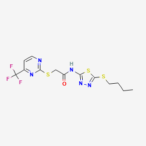 N-[5-(butylsulfanyl)-1,3,4-thiadiazol-2-yl]-2-{[4-(trifluoromethyl)pyrimidin-2-yl]sulfanyl}acetamide