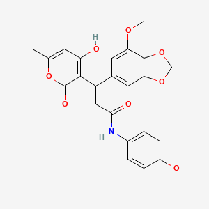 3-(4-hydroxy-6-methyl-2-oxo-2H-pyran-3-yl)-3-(7-methoxy-1,3-benzodioxol-5-yl)-N-(4-methoxyphenyl)propanamide